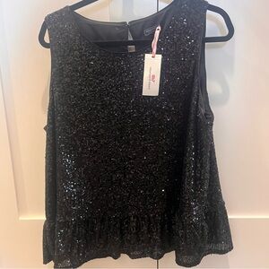 Vineyard Vines Black Sequin Sleeveless Blouse